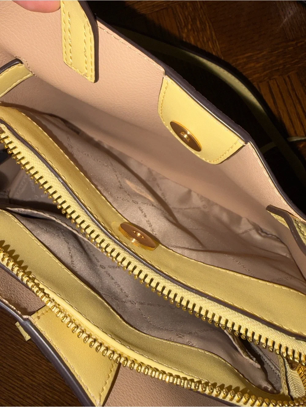 Michael Kors Yellow Leather Satchel with Belt Detail